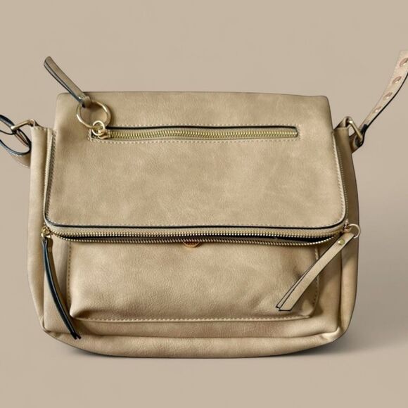 Juniper & Joy Tan Crossbody Bag Studded Strap BRAND-NEW With Tags - Picture 3 of 9